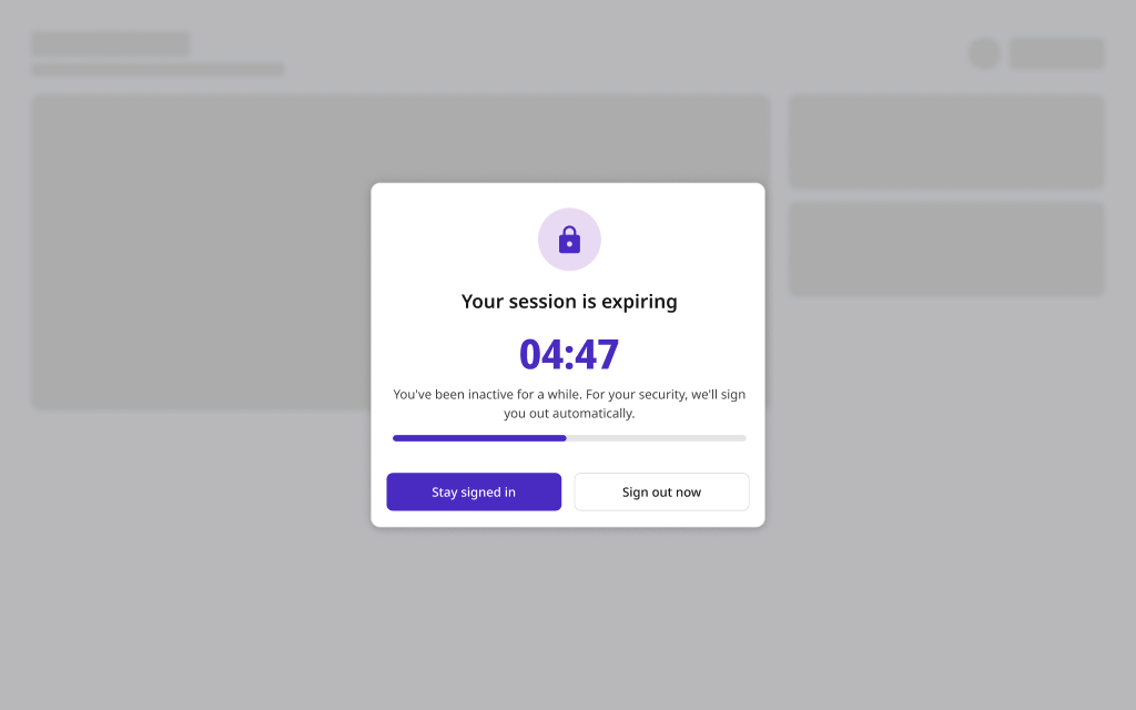 Session Timeout — Session Warning (desktop)