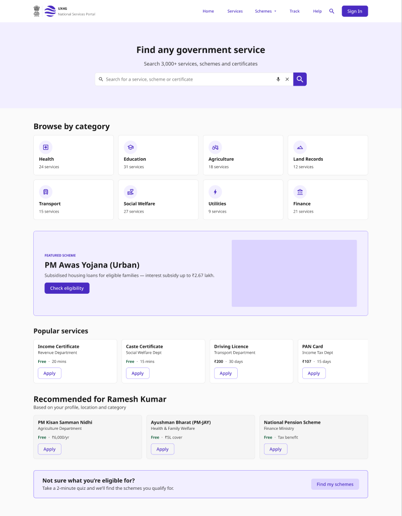 Global Service Discovery — Homepage (desktop)